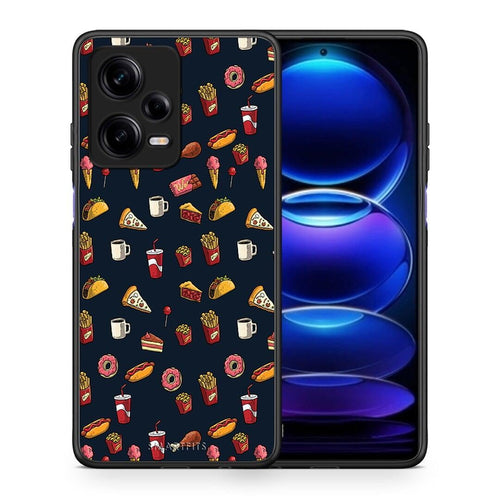 Θήκη Xiaomi Redmi Note 12 Pro 5G Random Hungry από τη Smartfits με σχέδιο στο πίσω μέρος και μαύρο περίβλημα | Xiaomi Redmi Note 12 Pro 5G Random Hungry Case with Colorful Back and Black Bezels