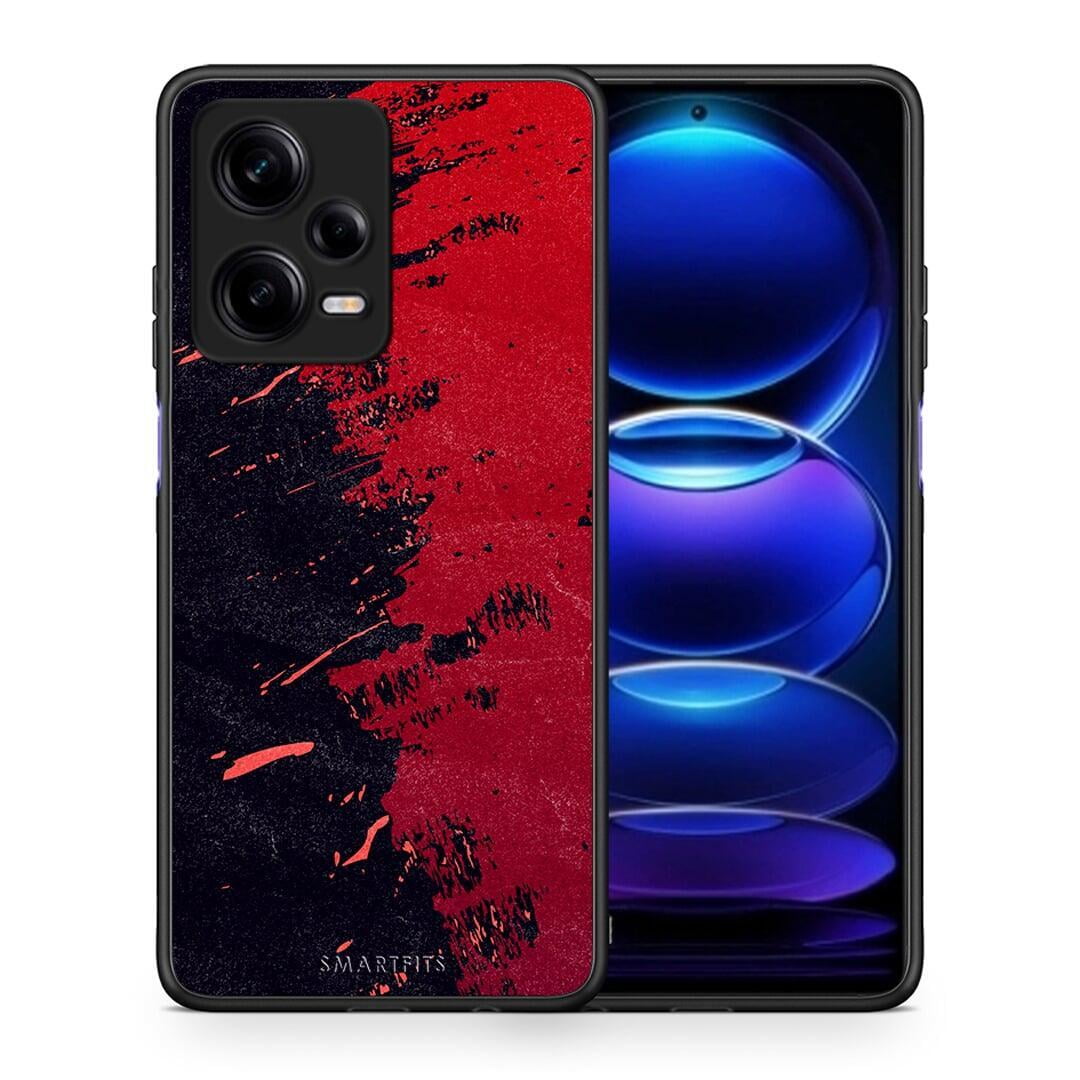 Θήκη Xiaomi Redmi Note 12 Pro 5G Red Paint από τη Smartfits με σχέδιο στο πίσω μέρος και μαύρο περίβλημα | Xiaomi Redmi Note 12 Pro 5G Red Paint Case with Colorful Back and Black Bezels