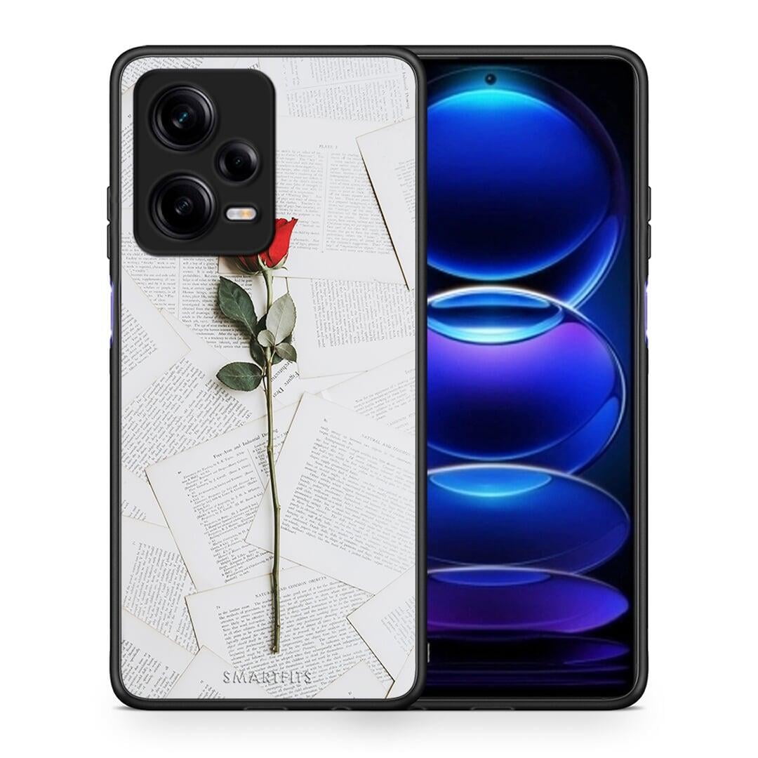 Θήκη Xiaomi Redmi Note 12 Pro 5G Red Rose από τη Smartfits με σχέδιο στο πίσω μέρος και μαύρο περίβλημα | Xiaomi Redmi Note 12 Pro 5G Red Rose Case with Colorful Back and Black Bezels