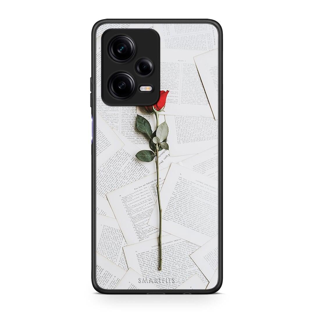 Θήκη Xiaomi Redmi Note 12 Pro 5G Red Rose από τη Smartfits με σχέδιο στο πίσω μέρος και μαύρο περίβλημα | Xiaomi Redmi Note 12 Pro 5G Red Rose Case with Colorful Back and Black Bezels