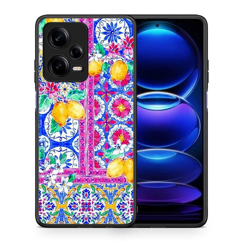 Θήκη Xiaomi Redmi Note 12 Pro 5G Retro Spring από τη Smartfits με σχέδιο στο πίσω μέρος και μαύρο περίβλημα | Xiaomi Redmi Note 12 Pro 5G Retro Spring Case with Colorful Back and Black Bezels