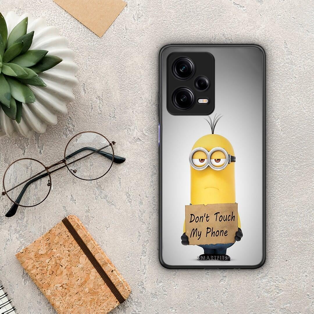 Θήκη Xiaomi Redmi Note 12 Pro 5G Text Minion από τη Smartfits με σχέδιο στο πίσω μέρος και μαύρο περίβλημα | Xiaomi Redmi Note 12 Pro 5G Text Minion Case with Colorful Back and Black Bezels