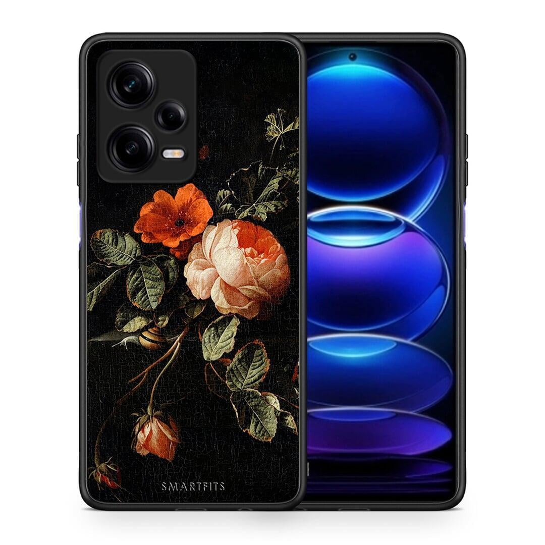 Θήκη Xiaomi Redmi Note 12 Pro 5G Vintage Roses από τη Smartfits με σχέδιο στο πίσω μέρος και μαύρο περίβλημα | Xiaomi Redmi Note 12 Pro 5G Vintage Roses Case with Colorful Back and Black Bezels