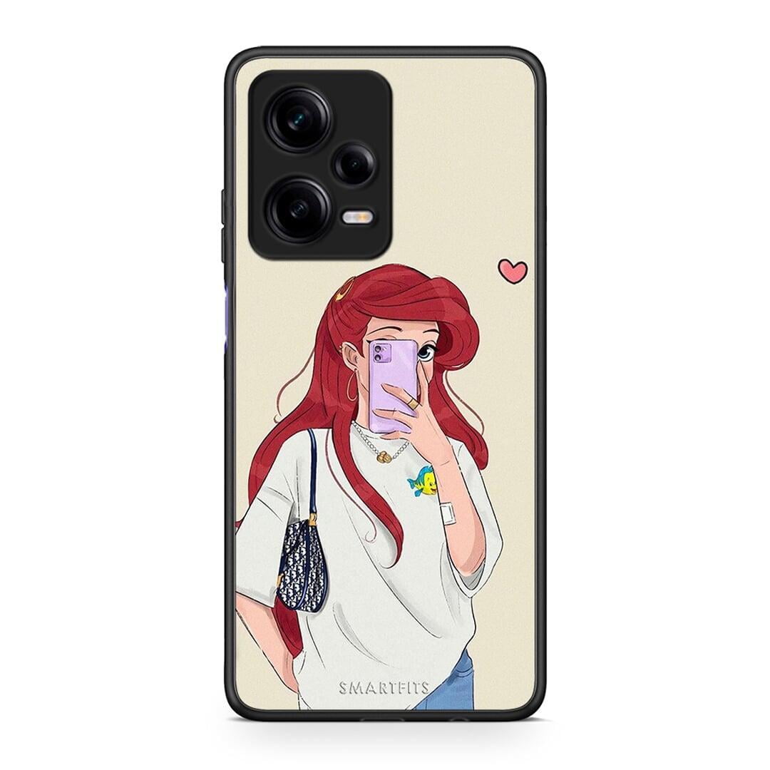Θήκη Xiaomi Redmi Note 12 Pro 5G Walking Mermaid από τη Smartfits με σχέδιο στο πίσω μέρος και μαύρο περίβλημα | Xiaomi Redmi Note 12 Pro 5G Walking Mermaid Case with Colorful Back and Black Bezels