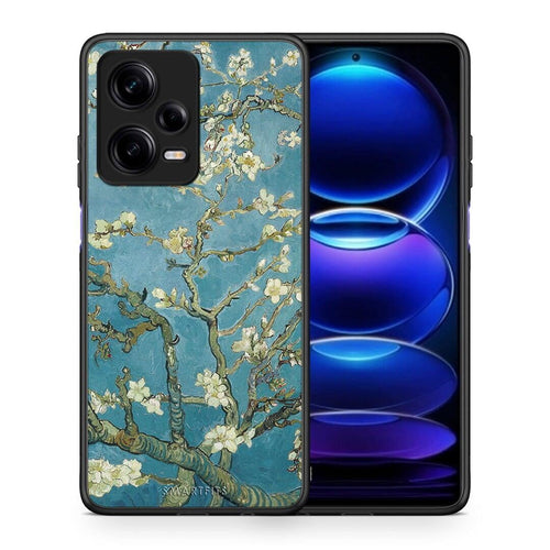 Θήκη Xiaomi Redmi Note 12 Pro 5G White Blossoms από τη Smartfits με σχέδιο στο πίσω μέρος και μαύρο περίβλημα | Xiaomi Redmi Note 12 Pro 5G White Blossoms Case with Colorful Back and Black Bezels