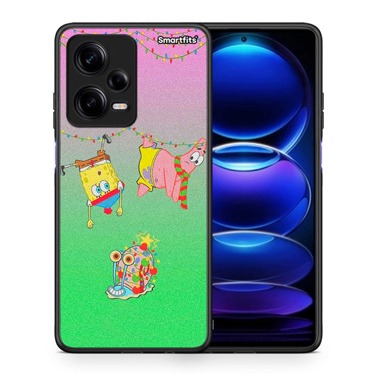 Θήκη Xiaomi Redmi Note 12 Pro 5G Xmas Lights από τη Smartfits με σχέδιο στο πίσω μέρος και μαύρο περίβλημα | Xiaomi Redmi Note 12 Pro 5G Xmas Lights Case with Colorful Back and Black Bezels