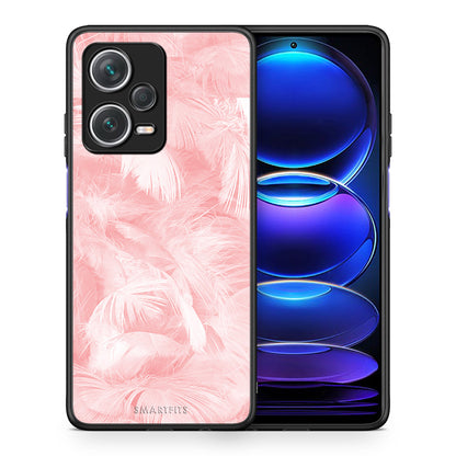 Θήκη Xiaomi Redmi Note 12 Pro+ / 12 Pro Discovery Pink Feather Boho από τη Smartfits με σχέδιο στο πίσω μέρος και μαύρο περίβλημα | Xiaomi Redmi Note 12 Pro+ / 12 Pro Discovery Pink Feather Boho case with colorful back and black bezels