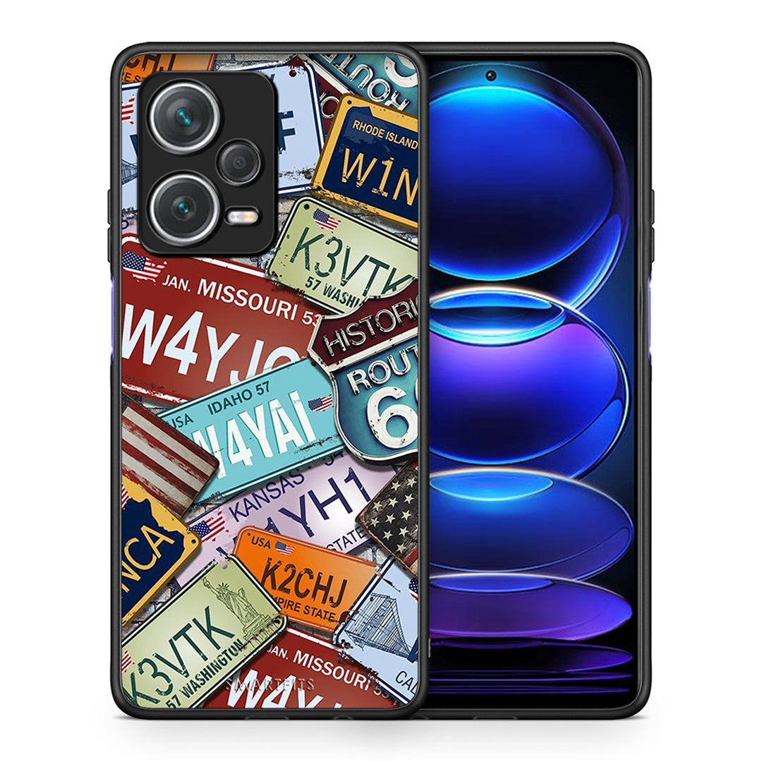 Θήκη Xiaomi Redmi Note 12 Pro+ / 12 Pro Discovery Car Plates από τη Smartfits με σχέδιο στο πίσω μέρος και μαύρο περίβλημα | Xiaomi Redmi Note 12 Pro+ / 12 Pro Discovery Car Plates case with colorful back and black bezels