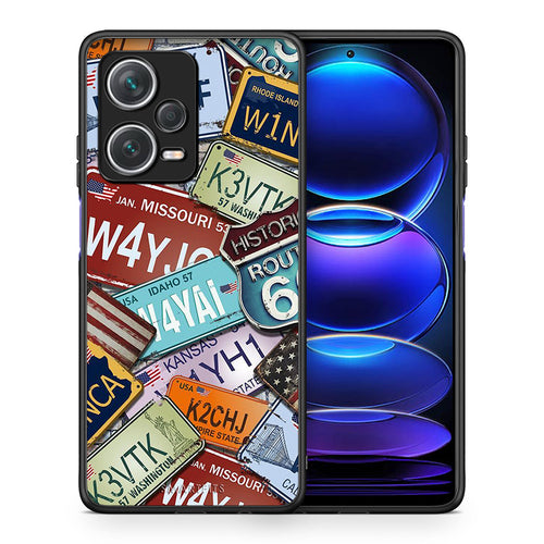 Θήκη Xiaomi Redmi Note 12 Pro+ / 12 Pro Discovery Car Plates από τη Smartfits με σχέδιο στο πίσω μέρος και μαύρο περίβλημα | Xiaomi Redmi Note 12 Pro+ / 12 Pro Discovery Car Plates case with colorful back and black bezels