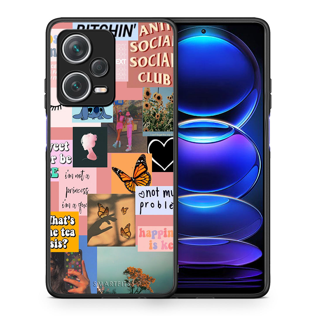 Θήκη Αγίου Βαλεντίνου Xiaomi Redmi Note 12 Pro+ / 12 Pro Discovery Collage Bitchin από τη Smartfits με σχέδιο στο πίσω μέρος και μαύρο περίβλημα | Xiaomi Redmi Note 12 Pro+ / 12 Pro Discovery Collage Bitchin case with colorful back and black bezels