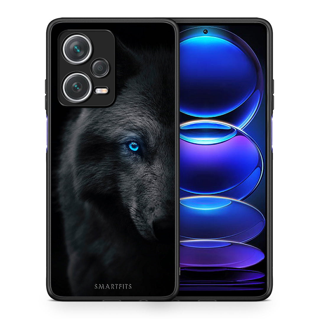 Θήκη Xiaomi Redmi Note 12 Pro+ / 12 Pro Discovery Dark Wolf από τη Smartfits με σχέδιο στο πίσω μέρος και μαύρο περίβλημα | Xiaomi Redmi Note 12 Pro+ / 12 Pro Discovery Dark Wolf case with colorful back and black bezels