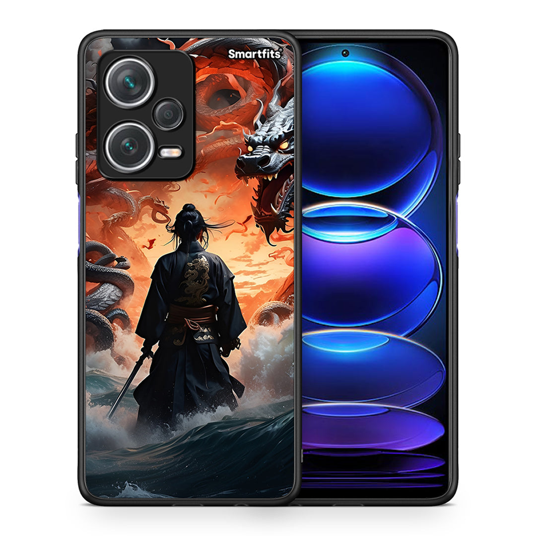 Θήκη Xiaomi Redmi Note 12 Pro+ / 12 Pro Discovery Dragons Fight από τη Smartfits με σχέδιο στο πίσω μέρος και μαύρο περίβλημα | Xiaomi Redmi Note 12 Pro+ / 12 Pro Discovery Dragons Fight case with colorful back and black bezels
