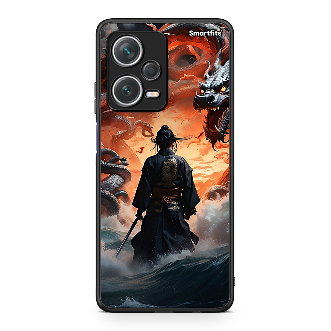 Xiaomi Redmi Note 12 Pro+ / 12 Pro Discovery Dragons Fight θήκη από τη Smartfits με σχέδιο στο πίσω μέρος και μαύρο περίβλημα | Smartphone case with colorful back and black bezels by Smartfits