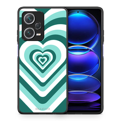 Θήκη Xiaomi Redmi Note 12 Pro+ / 12 Pro Discovery Green Hearts από τη Smartfits με σχέδιο στο πίσω μέρος και μαύρο περίβλημα | Xiaomi Redmi Note 12 Pro+ / 12 Pro Discovery Green Hearts case with colorful back and black bezels