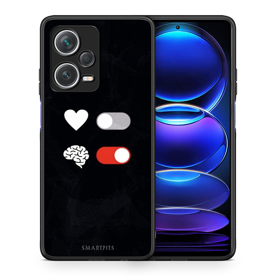 Θήκη Αγίου Βαλεντίνου Xiaomi Redmi Note 12 Pro+ / 12 Pro Discovery Heart Vs Brain από τη Smartfits με σχέδιο στο πίσω μέρος και μαύρο περίβλημα | Xiaomi Redmi Note 12 Pro+ / 12 Pro Discovery Heart Vs Brain case with colorful back and black bezels