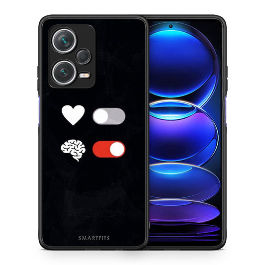 Θήκη Αγίου Βαλεντίνου Xiaomi Redmi Note 12 Pro+ / 12 Pro Discovery Heart Vs Brain από τη Smartfits με σχέδιο στο πίσω μέρος και μαύρο περίβλημα | Xiaomi Redmi Note 12 Pro+ / 12 Pro Discovery Heart Vs Brain case with colorful back and black bezels