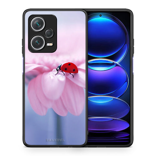 Θήκη Xiaomi Redmi Note 12 Pro+ / 12 Pro Discovery Ladybug Flower από τη Smartfits με σχέδιο στο πίσω μέρος και μαύρο περίβλημα | Xiaomi Redmi Note 12 Pro+ / 12 Pro Discovery Ladybug Flower case with colorful back and black bezels