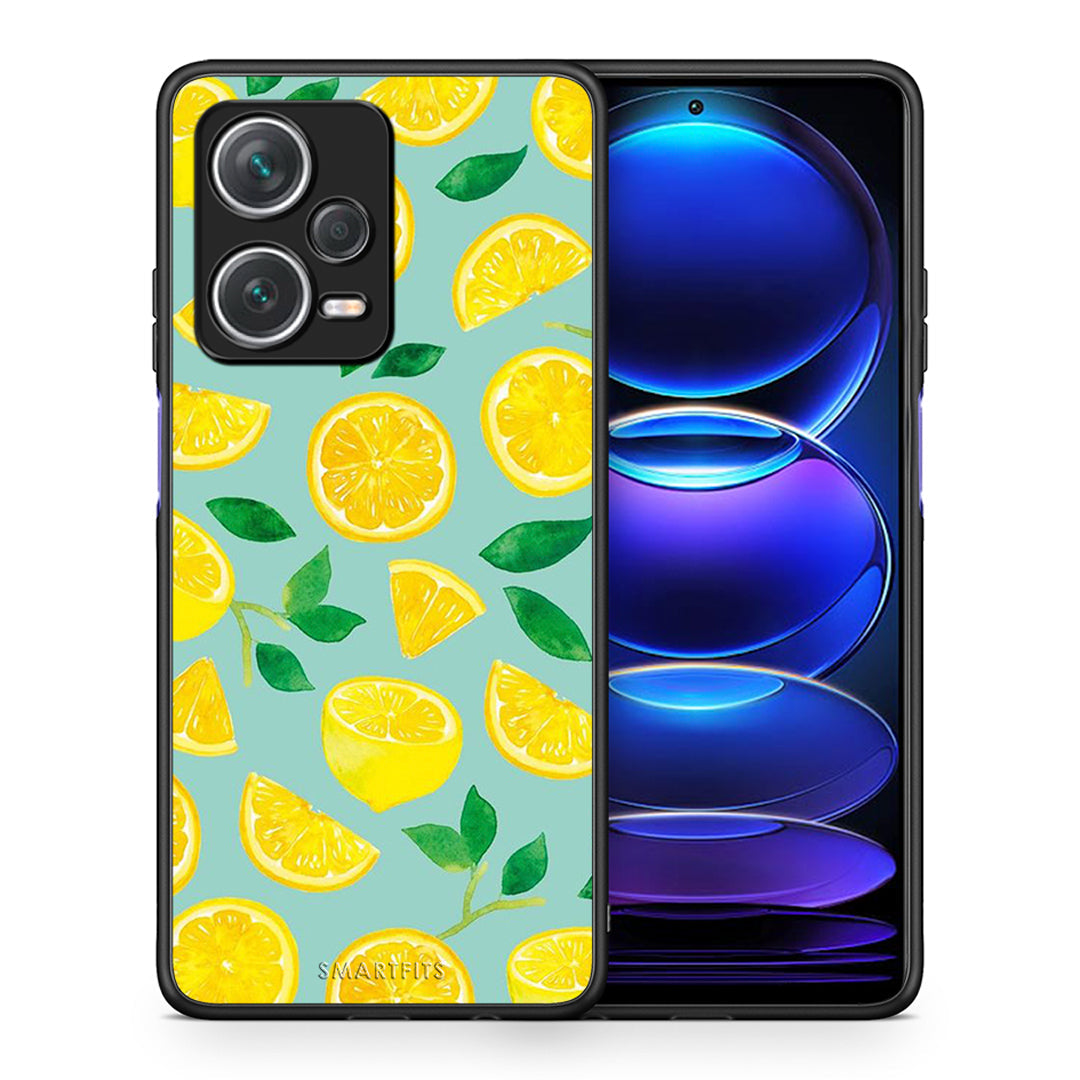 Θήκη Xiaomi Redmi Note 12 Pro+ / 12 Pro Discovery Lemons από τη Smartfits με σχέδιο στο πίσω μέρος και μαύρο περίβλημα | Xiaomi Redmi Note 12 Pro+ / 12 Pro Discovery Lemons case with colorful back and black bezels