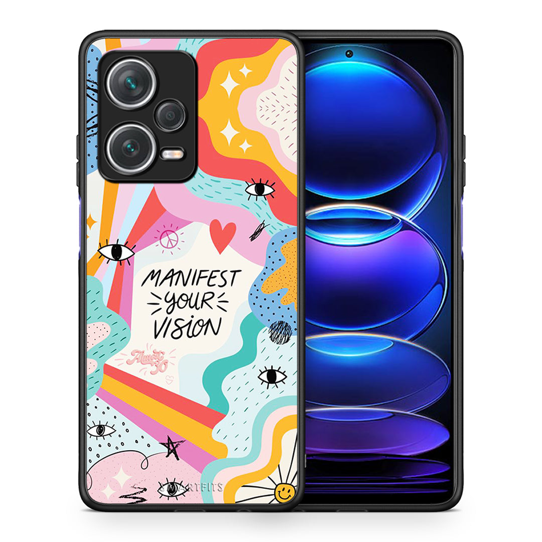 Θήκη Xiaomi Redmi Note 12 Pro+ / 12 Pro Discovery Manifest Your Vision από τη Smartfits με σχέδιο στο πίσω μέρος και μαύρο περίβλημα | Xiaomi Redmi Note 12 Pro+ / 12 Pro Discovery Manifest Your Vision case with colorful back and black bezels