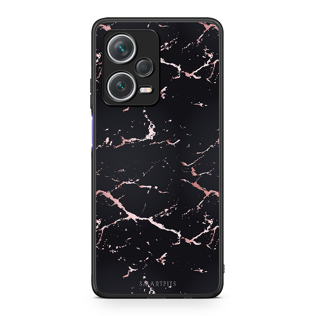 4 - Xiaomi Redmi Note 12 Pro+ / 12 Pro Discovery Black Rosegold Marble case, cover, bumper