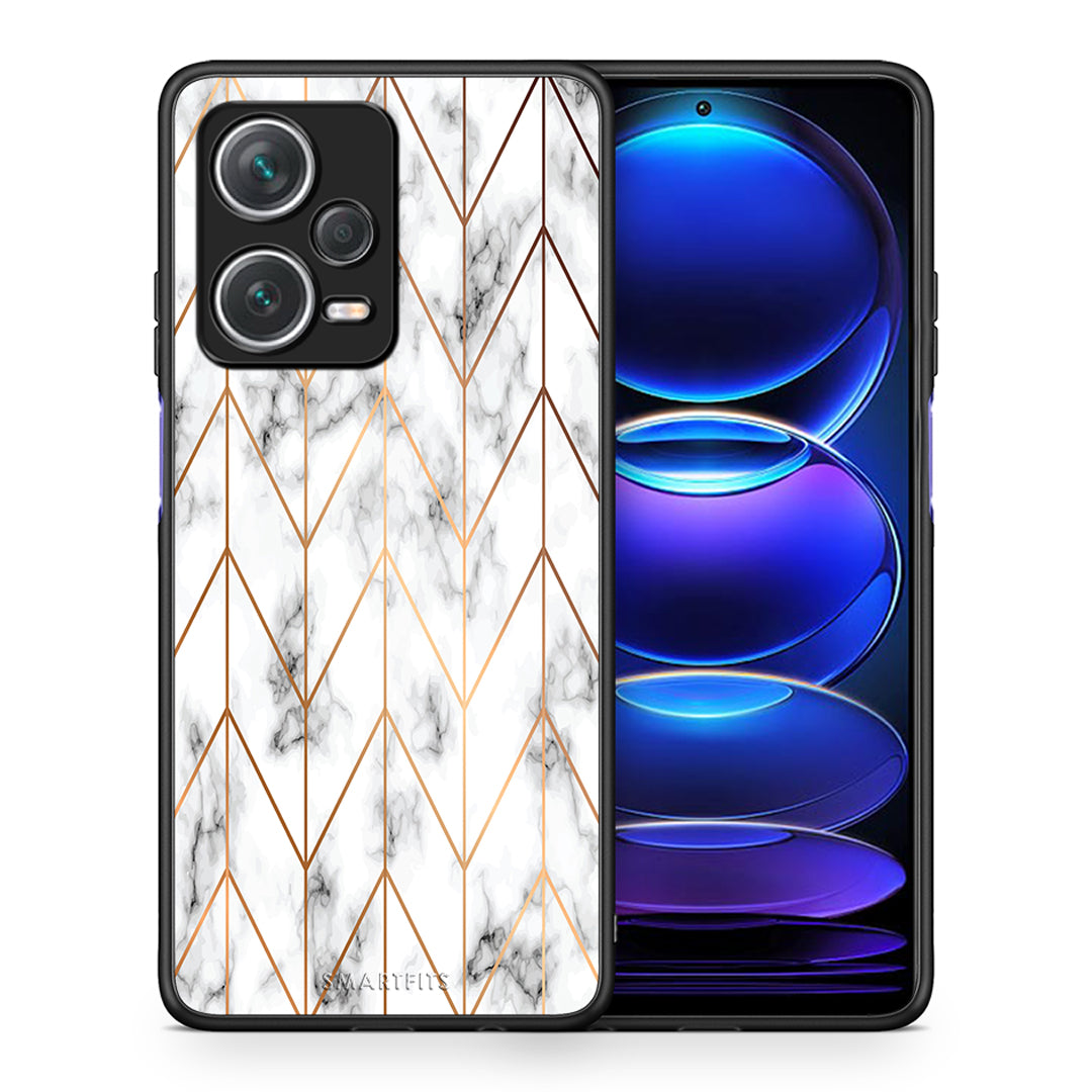 Θήκη Xiaomi Redmi Note 12 Pro+ / 12 Pro Discovery Gold Geometric Marble από τη Smartfits με σχέδιο στο πίσω μέρος και μαύρο περίβλημα | Xiaomi Redmi Note 12 Pro+ / 12 Pro Discovery Gold Geometric Marble case with colorful back and black bezels