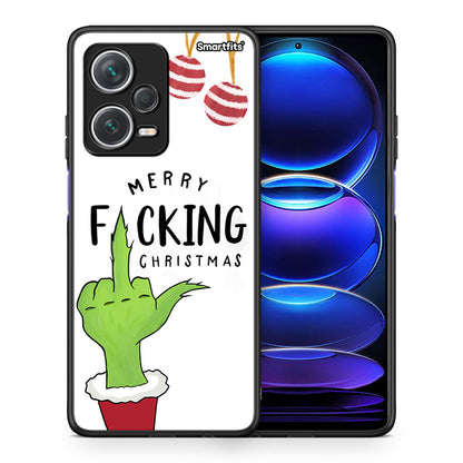 Θήκη Xiaomi Redmi Note 12 Pro+ / 12 Pro Discovery Merry F Xmas από τη Smartfits με σχέδιο στο πίσω μέρος και μαύρο περίβλημα | Xiaomi Redmi Note 12 Pro+ / 12 Pro Discovery Merry F Xmas case with colorful back and black bezels