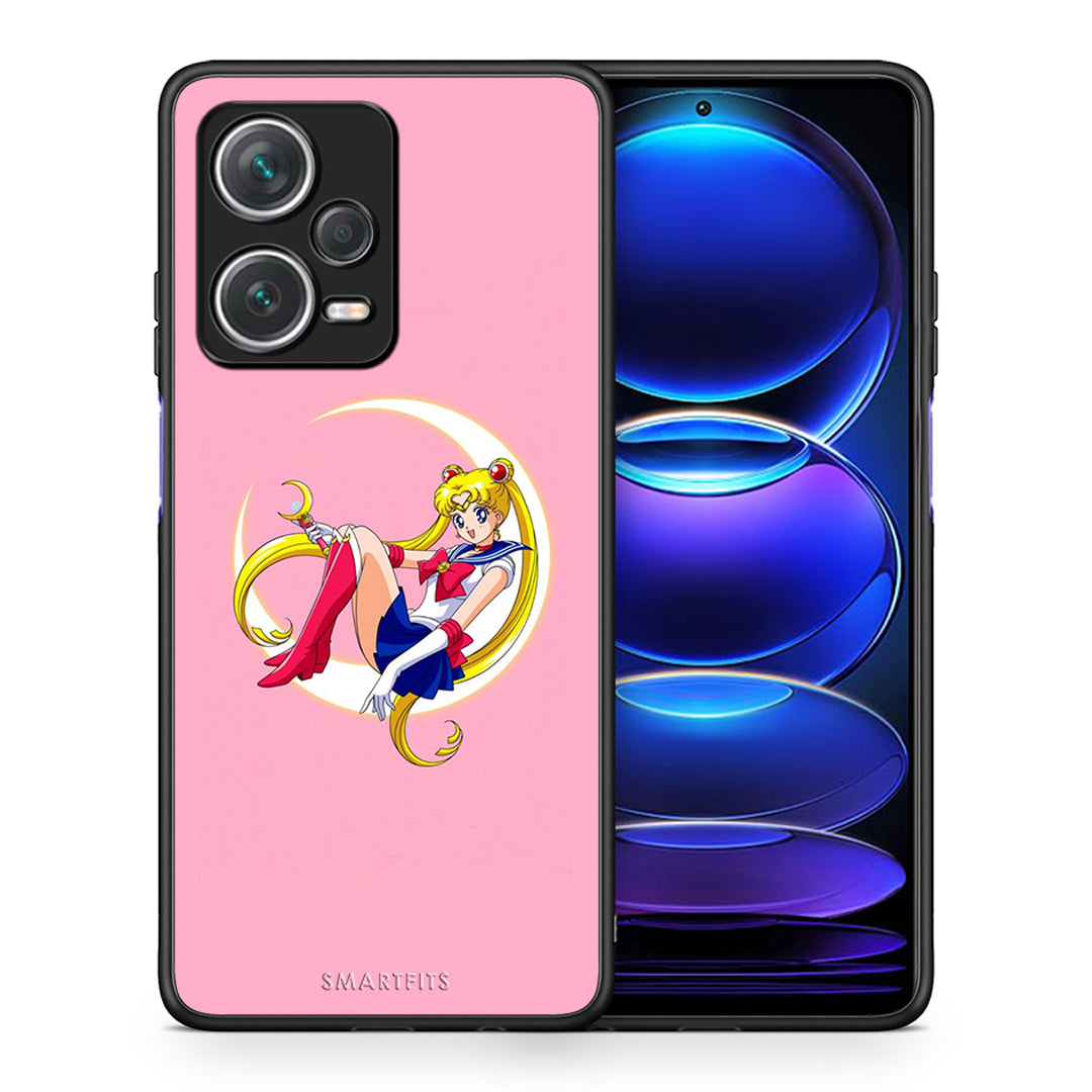 Θήκη Xiaomi Redmi Note 12 Pro+ / 12 Pro Discovery Moon Girl από τη Smartfits με σχέδιο στο πίσω μέρος και μαύρο περίβλημα | Xiaomi Redmi Note 12 Pro+ / 12 Pro Discovery Moon Girl case with colorful back and black bezels