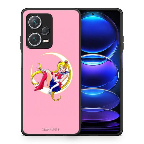 Θήκη Xiaomi Redmi Note 12 Pro+ / 12 Pro Discovery Moon Girl από τη Smartfits με σχέδιο στο πίσω μέρος και μαύρο περίβλημα | Xiaomi Redmi Note 12 Pro+ / 12 Pro Discovery Moon Girl case with colorful back and black bezels
