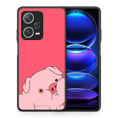 Θήκη Αγίου Βαλεντίνου Xiaomi Redmi Note 12 Pro+ / 12 Pro Discovery Pig Love 1 από τη Smartfits με σχέδιο στο πίσω μέρος και μαύρο περίβλημα | Xiaomi Redmi Note 12 Pro+ / 12 Pro Discovery Pig Love 1 case with colorful back and black bezels