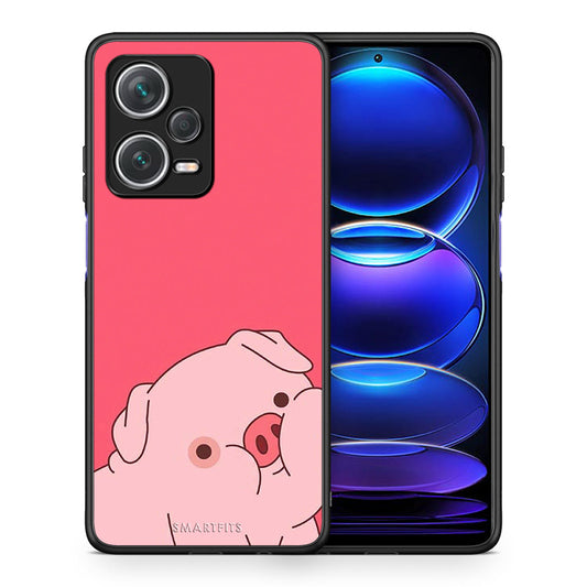 Θήκη Αγίου Βαλεντίνου Xiaomi Redmi Note 12 Pro+ / 12 Pro Discovery Pig Love 1 από τη Smartfits με σχέδιο στο πίσω μέρος και μαύρο περίβλημα | Xiaomi Redmi Note 12 Pro+ / 12 Pro Discovery Pig Love 1 case with colorful back and black bezels