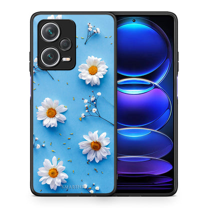 Θήκη Xiaomi Redmi Note 12 Pro+ / 12 Pro Discovery Real Daisies από τη Smartfits με σχέδιο στο πίσω μέρος και μαύρο περίβλημα | Xiaomi Redmi Note 12 Pro+ / 12 Pro Discovery Real Daisies case with colorful back and black bezels