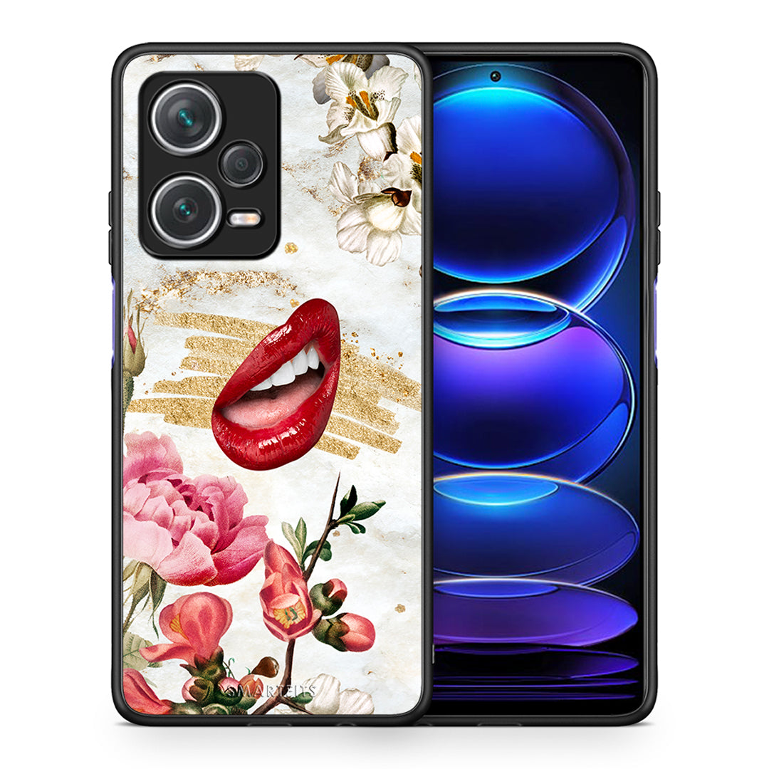 Θήκη Xiaomi Redmi Note 12 Pro+ / 12 Pro Discovery Red Lips από τη Smartfits με σχέδιο στο πίσω μέρος και μαύρο περίβλημα | Xiaomi Redmi Note 12 Pro+ / 12 Pro Discovery Red Lips case with colorful back and black bezels