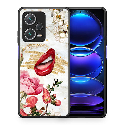 Θήκη Xiaomi Redmi Note 12 Pro+ / 12 Pro Discovery Red Lips από τη Smartfits με σχέδιο στο πίσω μέρος και μαύρο περίβλημα | Xiaomi Redmi Note 12 Pro+ / 12 Pro Discovery Red Lips case with colorful back and black bezels