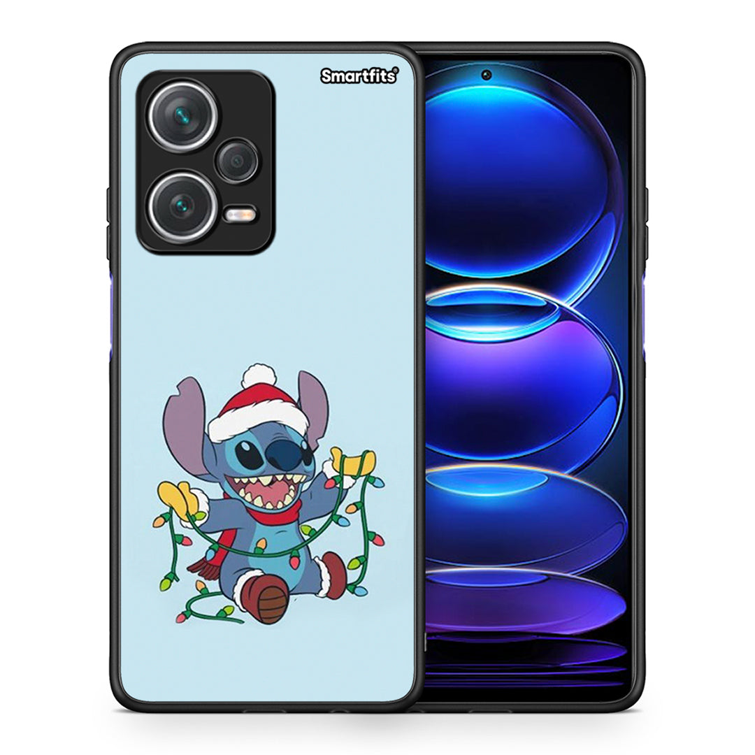 Θήκη Xiaomi Redmi Note 12 Pro+ / 12 Pro Discovery Santa Stich από τη Smartfits με σχέδιο στο πίσω μέρος και μαύρο περίβλημα | Xiaomi Redmi Note 12 Pro+ / 12 Pro Discovery Santa Stich case with colorful back and black bezels