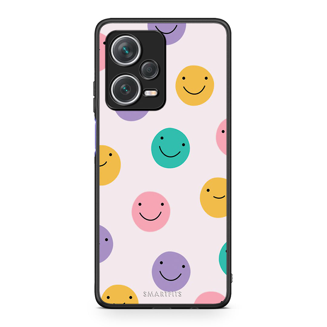 Xiaomi Redmi Note 12 Pro+ / 12 Pro Discovery Smiley Faces θήκη από τη Smartfits με σχέδιο στο πίσω μέρος και μαύρο περίβλημα | Smartphone case with colorful back and black bezels by Smartfits