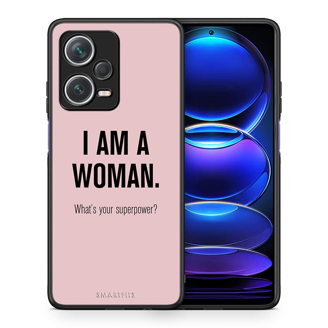 Θήκη Xiaomi Redmi Note 12 Pro+ / 12 Pro Discovery Superpower Woman από τη Smartfits με σχέδιο στο πίσω μέρος και μαύρο περίβλημα | Xiaomi Redmi Note 12 Pro+ / 12 Pro Discovery Superpower Woman case with colorful back and black bezels