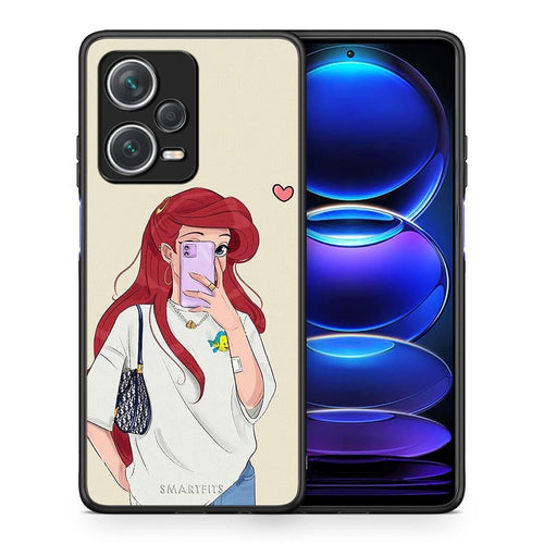 Θήκη Xiaomi Redmi Note 12 Pro+ / 12 Pro Discovery Walking Mermaid από τη Smartfits με σχέδιο στο πίσω μέρος και μαύρο περίβλημα | Xiaomi Redmi Note 12 Pro+ / 12 Pro Discovery Walking Mermaid case with colorful back and black bezels