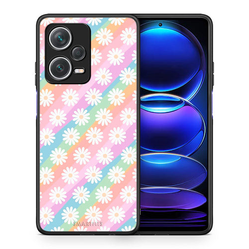 Θήκη Xiaomi Redmi Note 12 Pro+ / 12 Pro Discovery White Daisies από τη Smartfits με σχέδιο στο πίσω μέρος και μαύρο περίβλημα | Xiaomi Redmi Note 12 Pro+ / 12 Pro Discovery White Daisies case with colorful back and black bezels