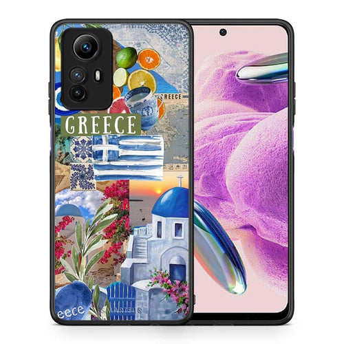 Θήκη Xiaomi Redmi Note 12S All Greek από τη Smartfits με σχέδιο στο πίσω μέρος και μαύρο περίβλημα | Xiaomi Redmi Note 12S All Greek Case with Colorful Back and Black Bezels