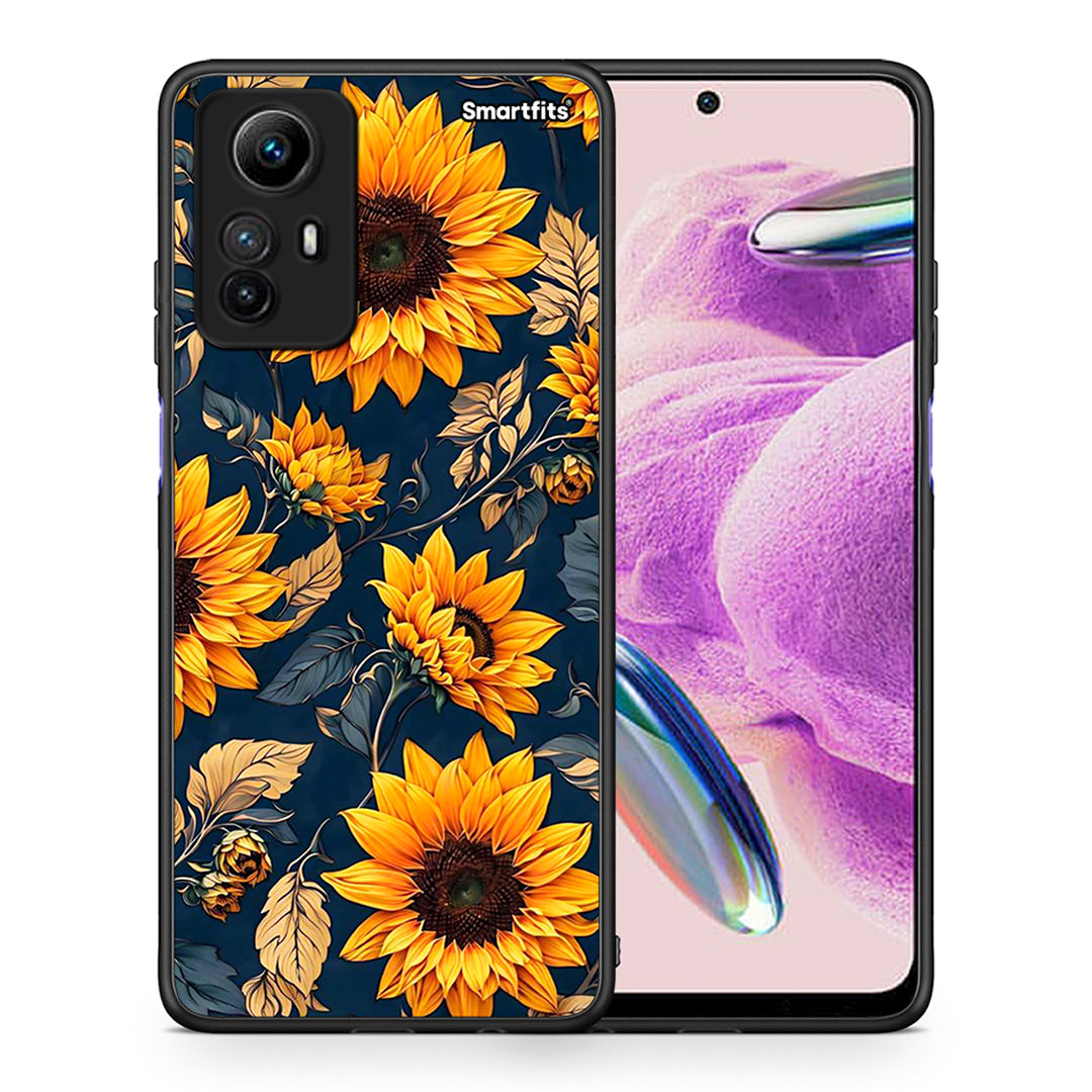 Θήκη Xiaomi Redmi Note 12S Autumn Sunflowers από τη Smartfits με σχέδιο στο πίσω μέρος και μαύρο περίβλημα | Xiaomi Redmi Note 12S Autumn Sunflowers Case with Colorful Back and Black Bezels