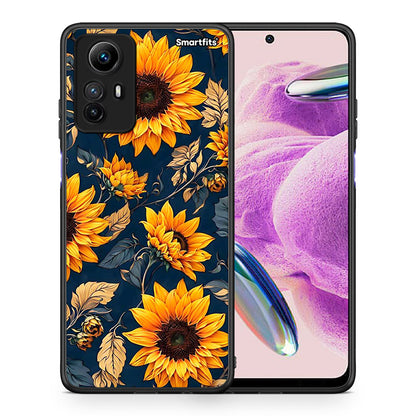 Θήκη Xiaomi Redmi Note 12S Autumn Sunflowers από τη Smartfits με σχέδιο στο πίσω μέρος και μαύρο περίβλημα | Xiaomi Redmi Note 12S Autumn Sunflowers Case with Colorful Back and Black Bezels