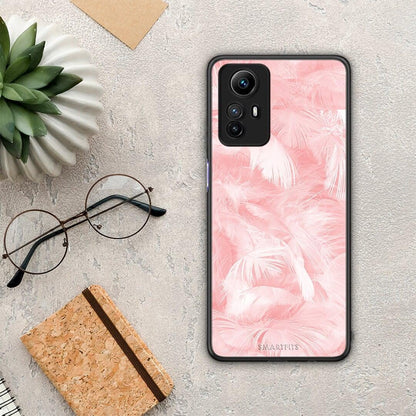 Θήκη Xiaomi Redmi Note 12S / Redmi K60 Pro Boho Pink Feather από τη Smartfits με σχέδιο στο πίσω μέρος και μαύρο περίβλημα | Xiaomi Redmi Note 12S / Redmi K60 Pro Boho Pink Feather Case with Colorful Back and Black Bezels