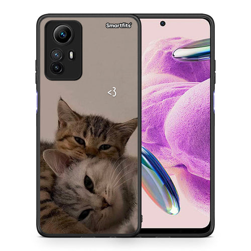 Θήκη Xiaomi Redmi Note 12S Cats In Love από τη Smartfits με σχέδιο στο πίσω μέρος και μαύρο περίβλημα | Xiaomi Redmi Note 12S Cats In Love Case with Colorful Back and Black Bezels