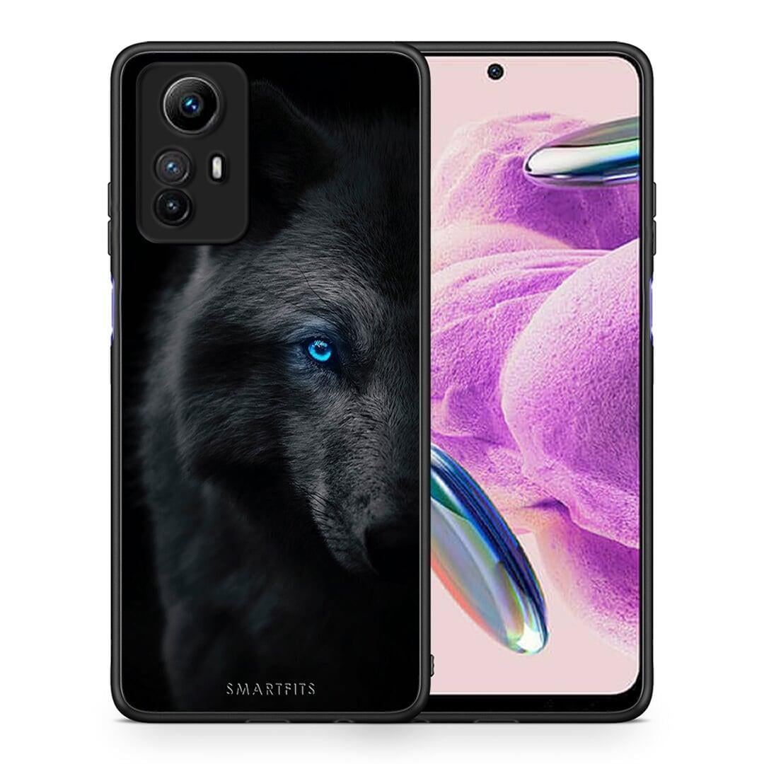 Θήκη Xiaomi Redmi Note 12S / Redmi K60 Pro Dark Wolf από τη Smartfits με σχέδιο στο πίσω μέρος και μαύρο περίβλημα | Xiaomi Redmi Note 12S / Redmi K60 Pro Dark Wolf Case with Colorful Back and Black Bezels