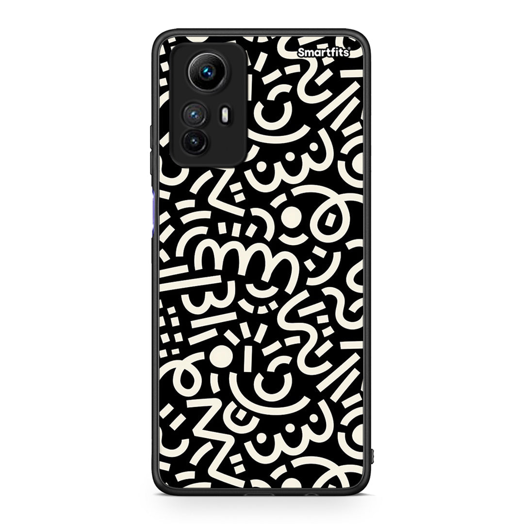 Θήκη Xiaomi Redmi Note 12S Doodle Art από τη Smartfits με σχέδιο στο πίσω μέρος και μαύρο περίβλημα | Xiaomi Redmi Note 12S Doodle Art Case with Colorful Back and Black Bezels
