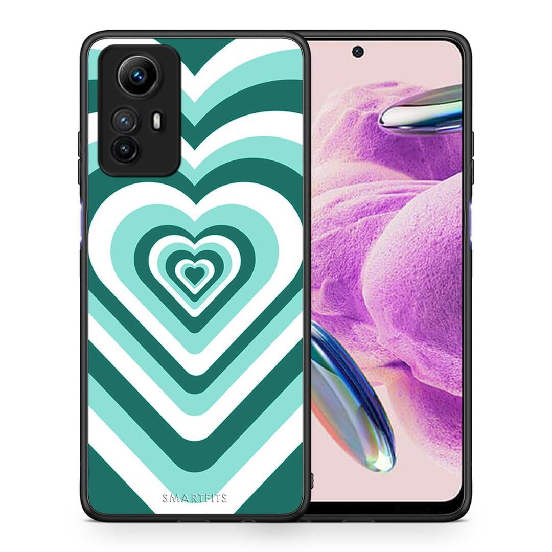 Θήκη Xiaomi Redmi Note 12S / Redmi K60 Pro Green Hearts από τη Smartfits με σχέδιο στο πίσω μέρος και μαύρο περίβλημα | Xiaomi Redmi Note 12S / Redmi K60 Pro Green Hearts Case with Colorful Back and Black Bezels