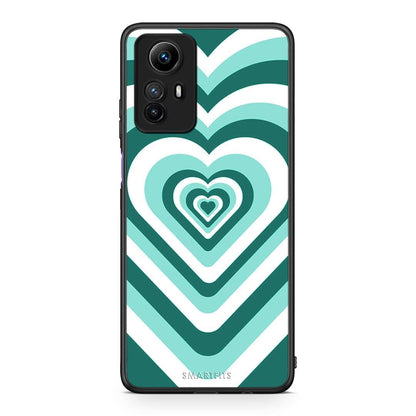 Θήκη Xiaomi Redmi Note 12S / Redmi K60 Pro Green Hearts από τη Smartfits με σχέδιο στο πίσω μέρος και μαύρο περίβλημα | Xiaomi Redmi Note 12S / Redmi K60 Pro Green Hearts Case with Colorful Back and Black Bezels