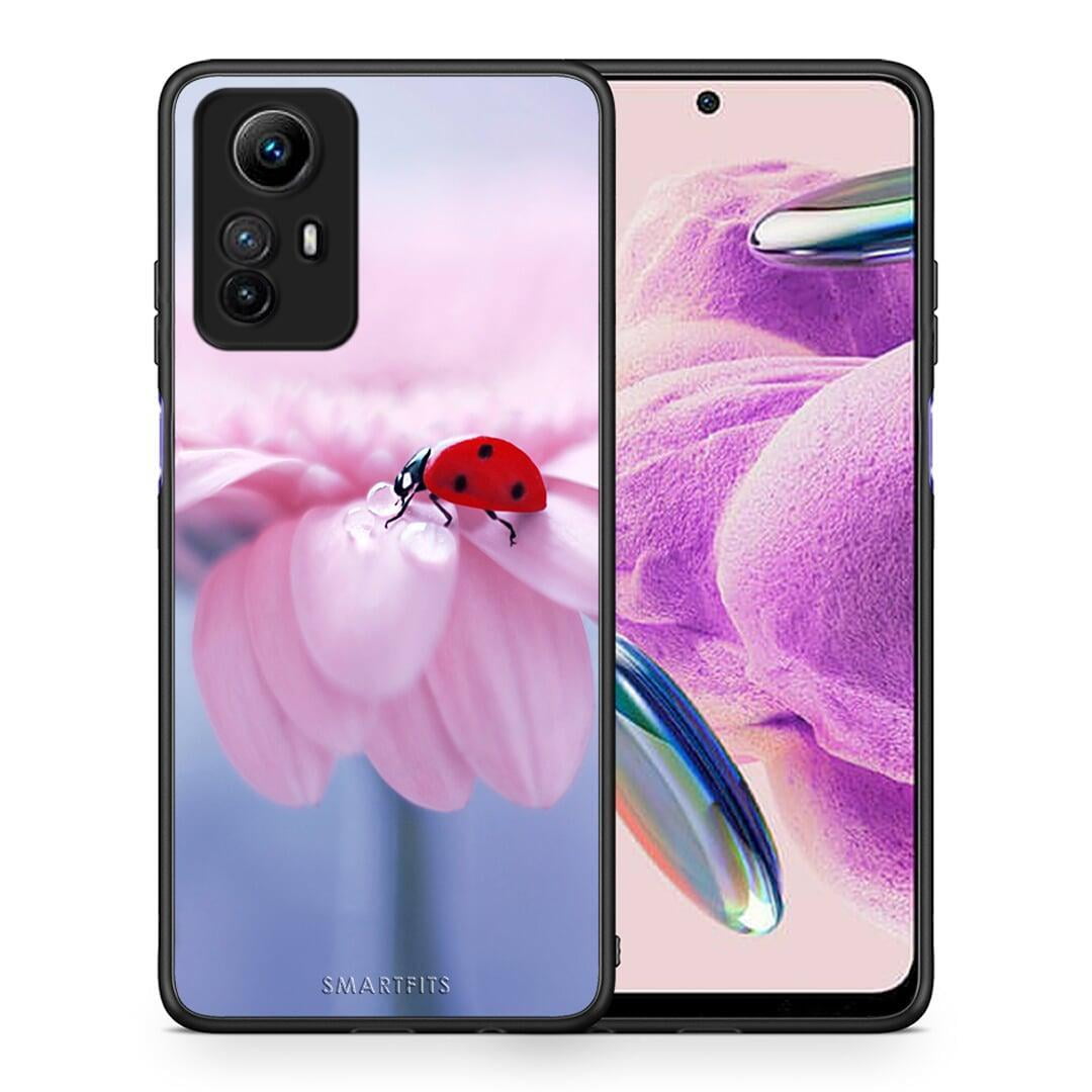 Θήκη Xiaomi Redmi Note 12S / Redmi K60 Pro Ladybug Flower από τη Smartfits με σχέδιο στο πίσω μέρος και μαύρο περίβλημα | Xiaomi Redmi Note 12S / Redmi K60 Pro Ladybug Flower Case with Colorful Back and Black Bezels