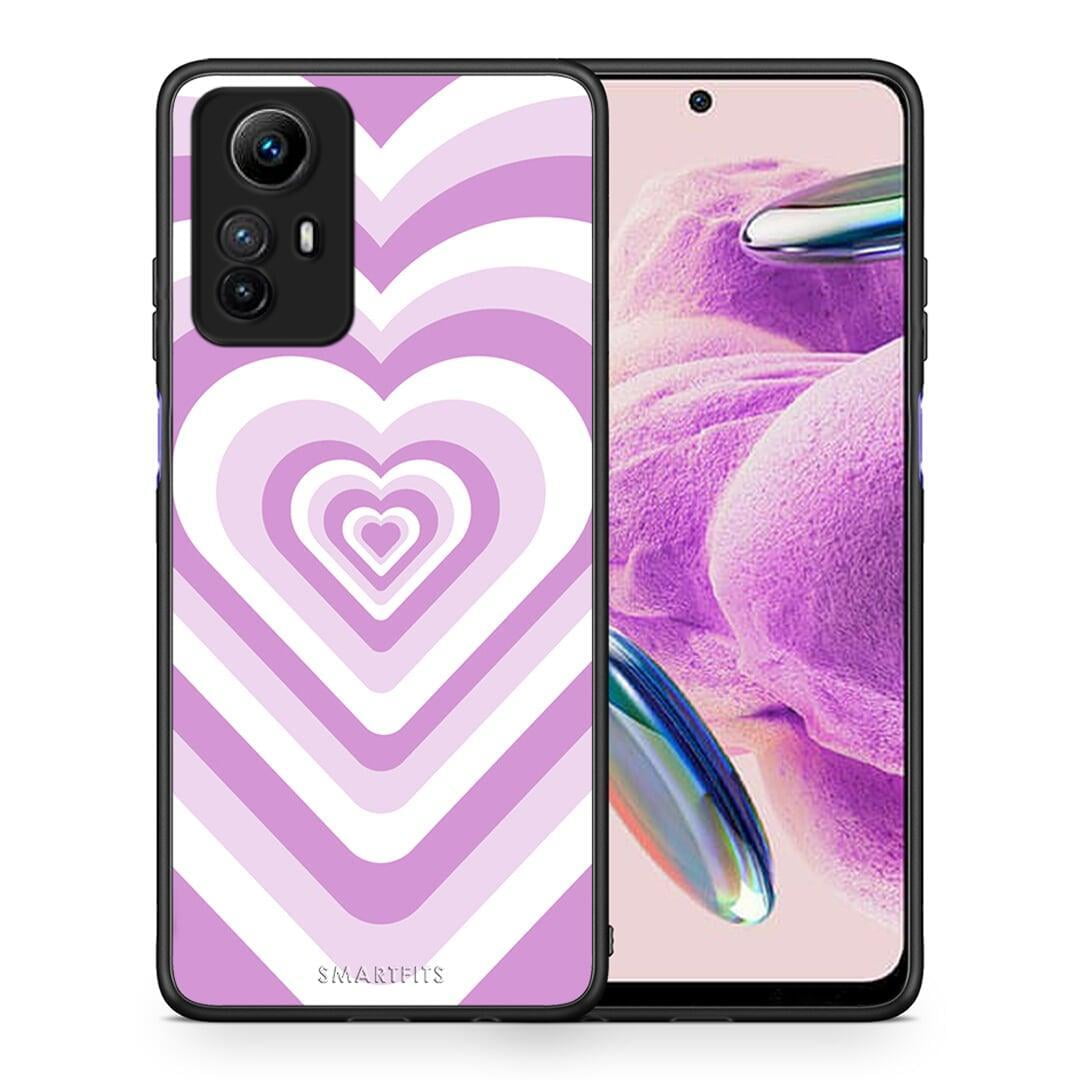 Θήκη Xiaomi Redmi Note 12S / Redmi K60 Pro Lilac Hearts από τη Smartfits με σχέδιο στο πίσω μέρος και μαύρο περίβλημα | Xiaomi Redmi Note 12S / Redmi K60 Pro Lilac Hearts Case with Colorful Back and Black Bezels