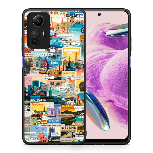 Θήκη Xiaomi Redmi Note 12S / Redmi K60 Pro Live To Travel από τη Smartfits με σχέδιο στο πίσω μέρος και μαύρο περίβλημα | Xiaomi Redmi Note 12S / Redmi K60 Pro Live To Travel Case with Colorful Back and Black Bezels